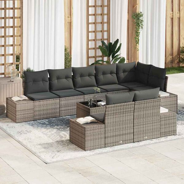 vidaXL Ensemble de canap&eacute; de jardin avec stockage Gris Poly rotin