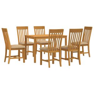 vidaXL Ensemble de salle &agrave; manger 7 pc Beige Bois de ch&ecirc;ne massif