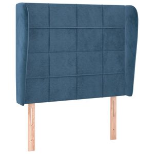 vidaXL T&ecirc;te de lit avec oreilles Bleu fonc&eacute; 83x23x118/128 cm Velours