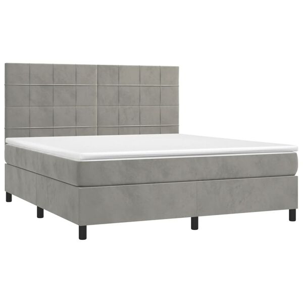 vidaXL Sommier &agrave; lattes de lit matelas et LED Gris clair 180x200 cm