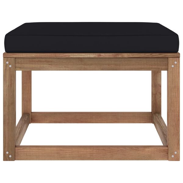 vidaXL Repose-pied de jardin avec coussin noir