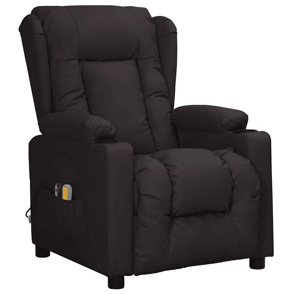vidaXL Fauteuil électrique de massage Noir Similicuir
