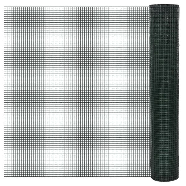 vidaXL Grillage acier galvanisé et revêtement en PVC 10x1 m vert