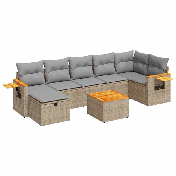 vidaXL Salon de jardin avec coussins 7 pcs beige r&eacute;sine tress&eacute;e