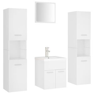 vidaXL Ensemble de meubles de salle de bain Blanc Agglom&eacute;r&eacute;