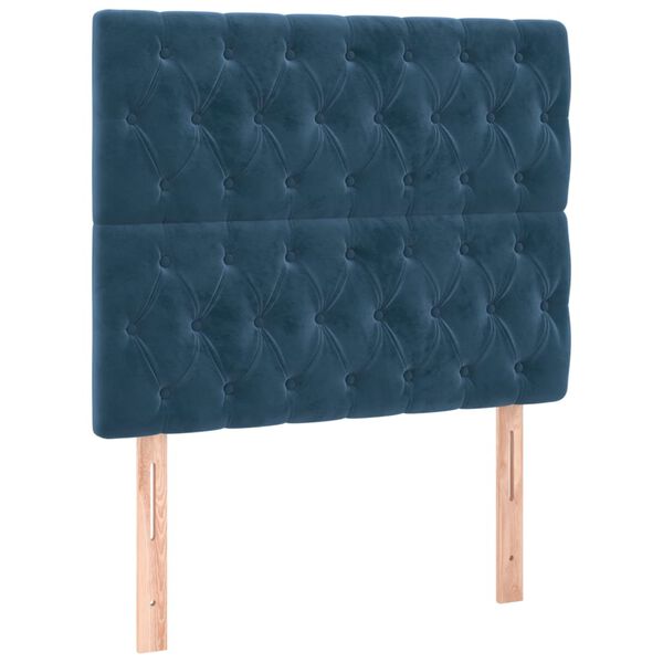 vidaXL T&ecirc;te de lit &agrave; LED Bleu fonc&eacute; 90x7x118/128 cm Velours