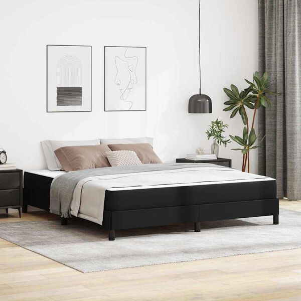 vidaXL Cadre de lit avec matelas Noir 180 x 200 cm tissu