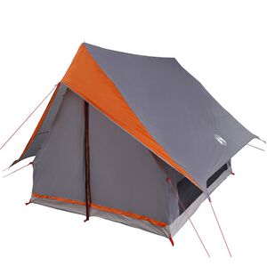 vidaXL Tente familiale avec toit Gris et orange 220 x 220 x 184 cm