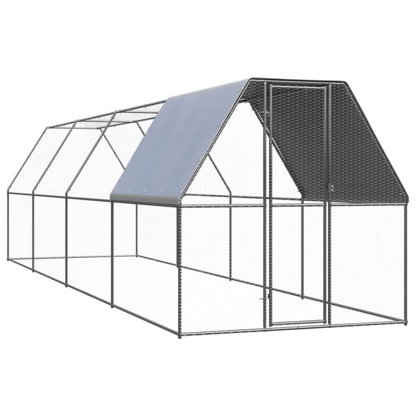 vidaXL Poulailler d'ext&eacute;rieur 2x8x2 m Acier galvanis&eacute;
