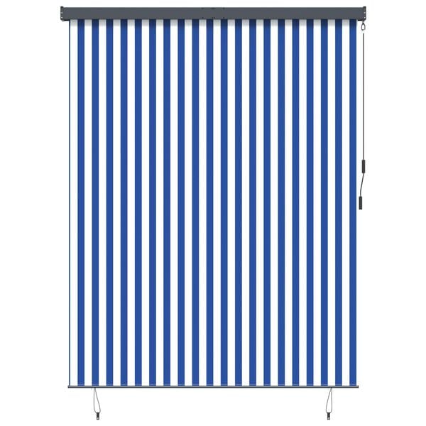 vidaXL Store enrouleur Bleu et Blanc 200 x 250 cm Tissu et Aluminium