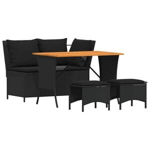vidaXL Ensemble &agrave; manger de jardin 4 pcs avec coussins noir
