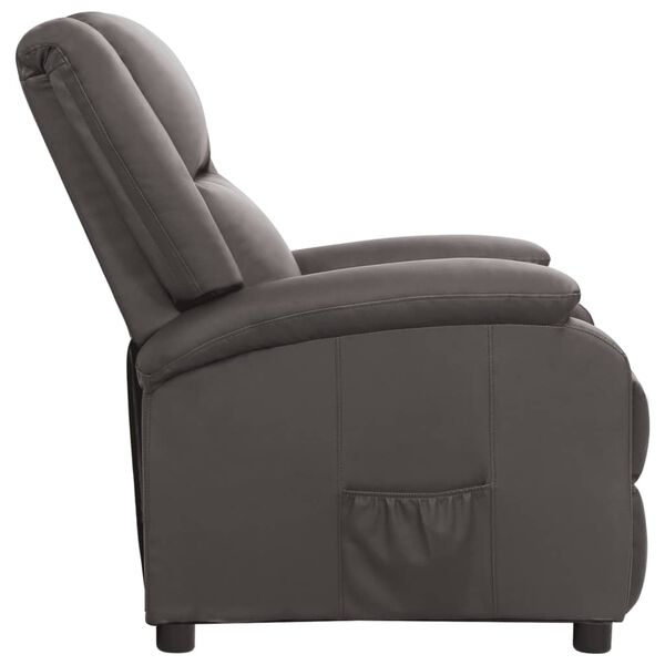 vidaXL Fauteuil inclinable gris cuir v&eacute;ritable