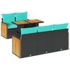 vidaXL Ensemble de canap&eacute; de jardin 6 pcs avec coussins noir r&eacute;sine tress&eacute;e et acacia