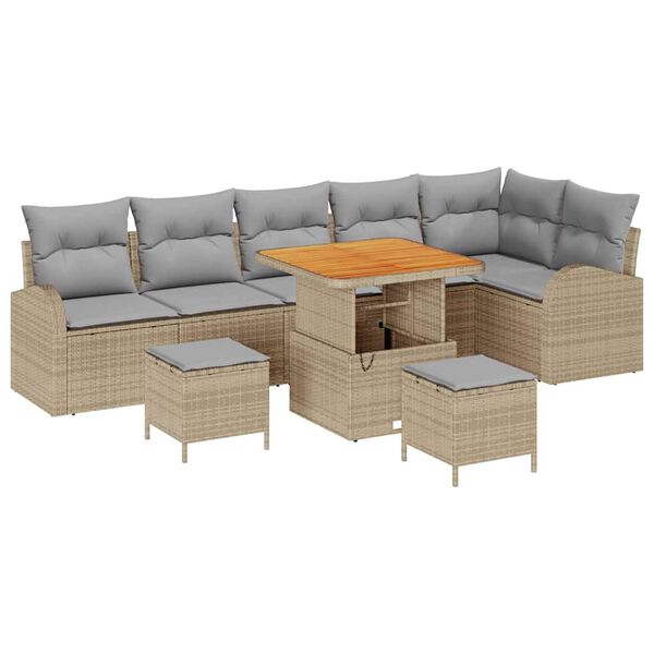vidaXL Ensemble de canap&eacute; de jardin 9 pcs Beige et Gris clair