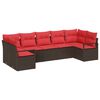 vidaXL Ensemble de canap&eacute; de jardin 7 pc Marron et rouge polyrotin