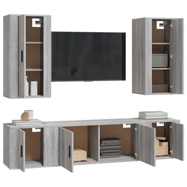 vidaXL Ensemble de meubles TV 5 pcs Sonoma gris Bois d'ing&eacute;nierie