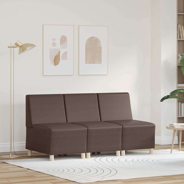 vidaXL Unit&eacute; de Sofa Modulaire Sans Accoudoirs 3 pcs Marron