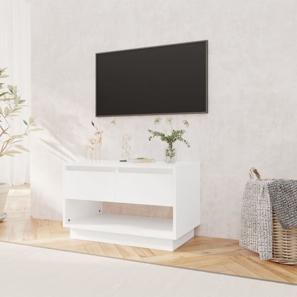 vidaXL Meuble TV Blanc 70x41x44 cm Bois d'ing&eacute;nierie