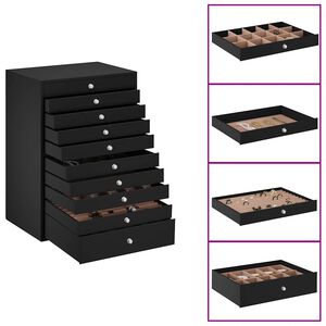 vidaXL Coffret &agrave; bijoux 10 niveaux avec supports pour montres Noir 29 x 20,5 x 40,5 cm
