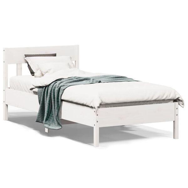 vidaXL Cadre de lit sans matelas blanc 75x190 cm bois de pin massif