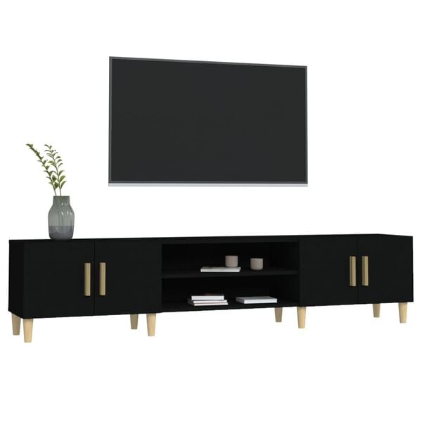 vidaXL Meuble TV noir 180x31,5x40 cm bois d'ingénierie