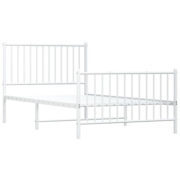 vidaXL Cadre de lit m&eacute;tal sans matelas et pied de lit blanc 100x190 cm
