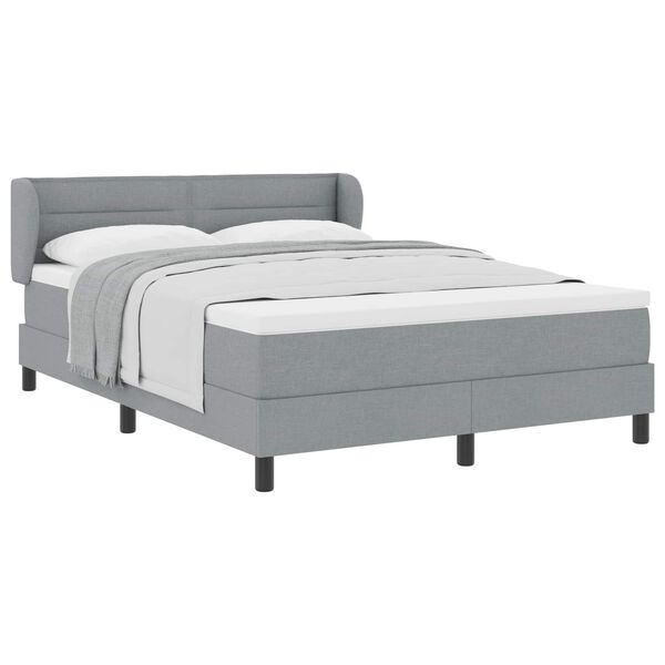 vidaXL Lit &agrave; ressorts avec matelas Gris clair 140 x 190 cm tissu