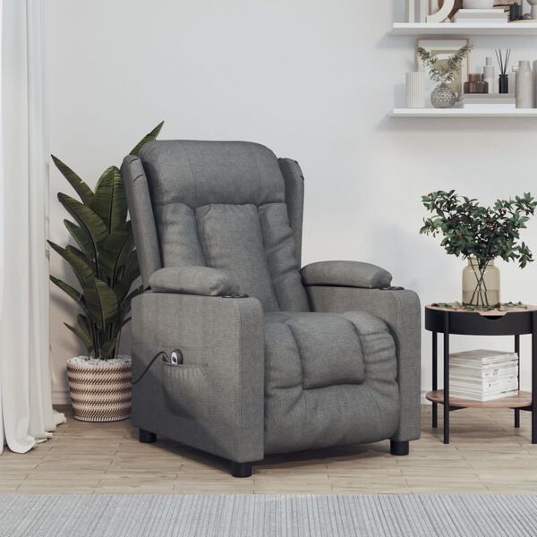 vidaXL Fauteuil inclinable &eacute;lectrique Gris fonc&eacute; Tissu