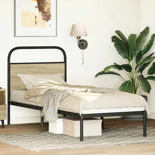 vidaXL T&ecirc;te de lit de remplacement ch&ecirc;ne sonoma 75 cm acier et bois d'ing&eacute;nierie