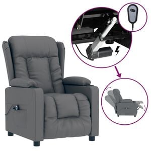 vidaXL Fauteuil inclinable &eacute;lectrique Gris Similicuir