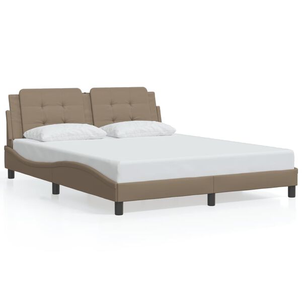 vidaXL Cadre de lit sans matelas Zadar cappuccino 160x200 cm similicuir