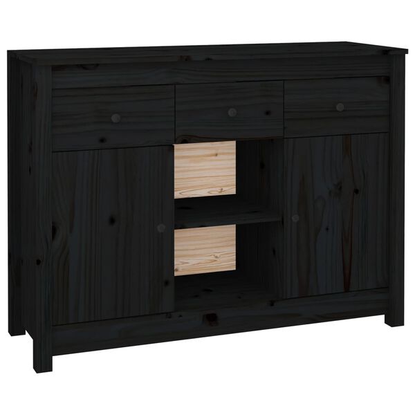 vidaXL Buffet Noir 100x35x74,5 cm Bois massif de pin