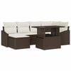 vidaXL Ensemble de canap&eacute; de jardin 7 pc Marron et Cr&egrave;me polyrotin