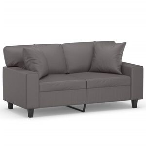 vidaXL Canap&eacute; 2 places avec oreillers gris 120 cm similicuir