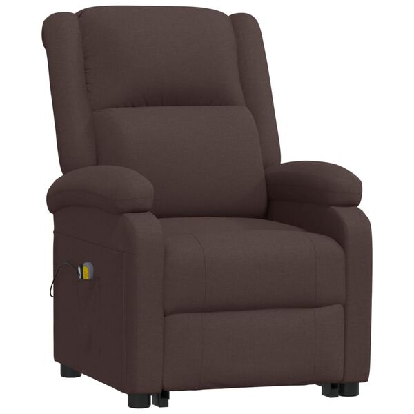 vidaXL Fauteuil de massage Marron fonc&eacute; Tissu