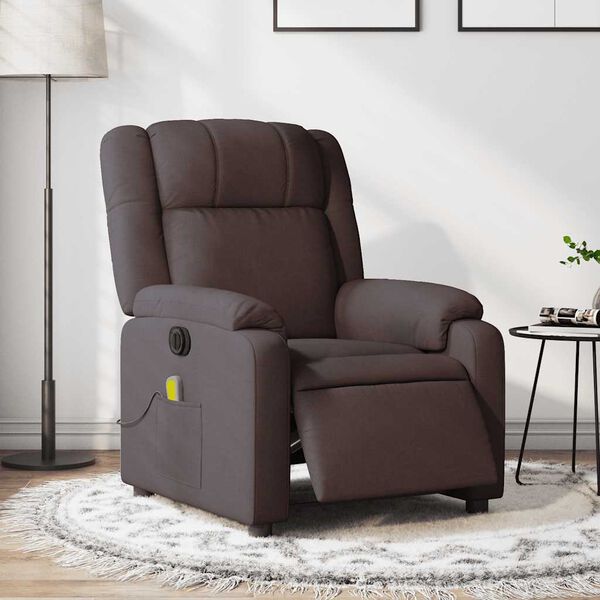 vidaXL Fauteuil de massage inclinable &eacute;lectrique Marron fonc&eacute; Tissu