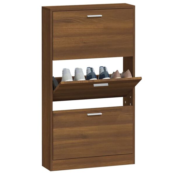 vidaXL Armoire &agrave; chaussures Ch&ecirc;ne marron 59x17x108cm Bois d'ing&eacute;nierie