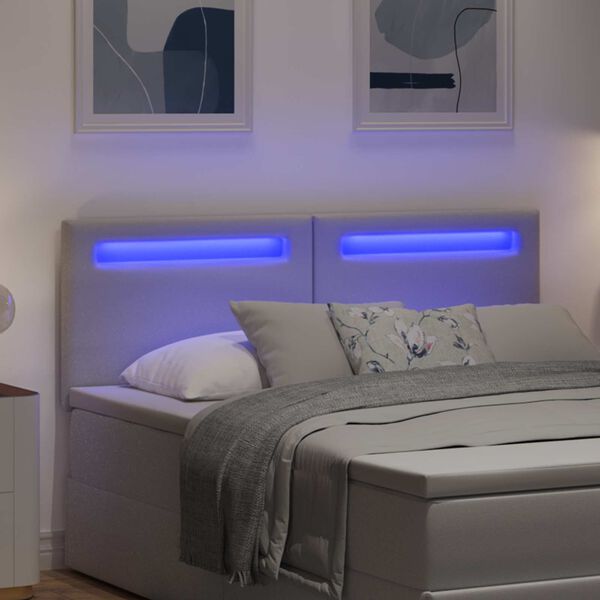 vidaXL T&ecirc;te de lit LED Blanc 160 cm Cuir synth&eacute;tique