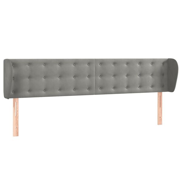 vidaXL T&ecirc;te de lit avec oreilles Gris clair 203x23x78/88 cm Velours