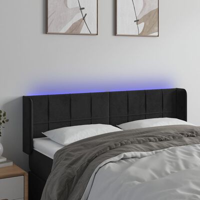vidaXL Tête de lit à LED Noir 147x16x78/88 cm Velours