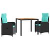 vidaXL Ensemble de repas ext&eacute;rieur 3 pc Black and Turquoise