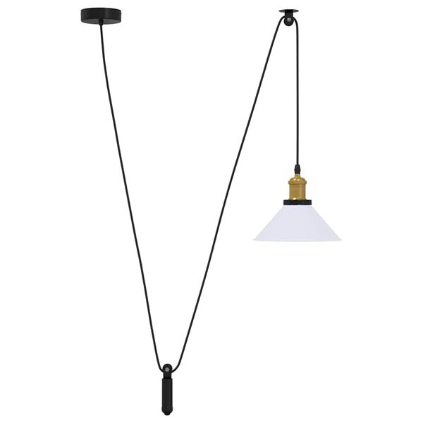 vidaXL Lampe suspendue réglable hauteur E27 blanc brillant Ø22cm métal