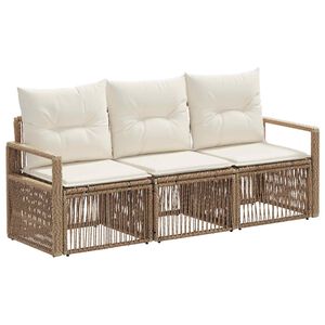 vidaXL Ensemble de canap&eacute; de jardin 3 pc Beige polyrotin