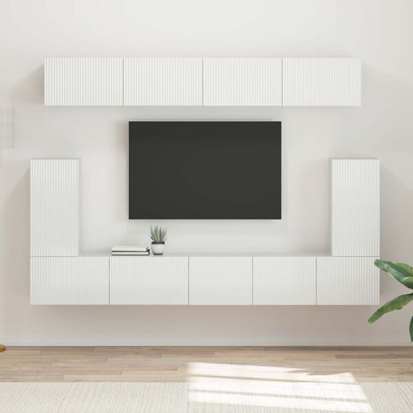 vidaXL Ensemble meuble TV 5 pcs Blanc brillant Bois d'ing&eacute;nierie