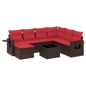 vidaXL Ensemble de canap&eacute; de jardin 8 pcs avec coussins marron r&eacute;sine tress&eacute;e