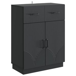 vidaXL Buffet avec tiroir Noir 66 x 34,5 x 87 cm Bois d'ing&eacute;nierie