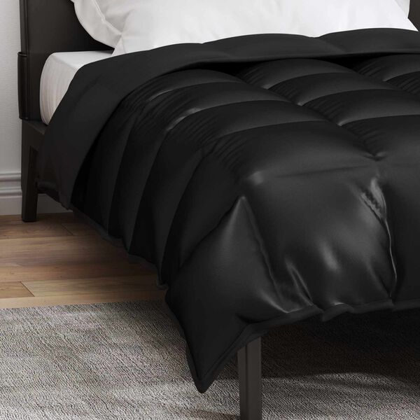 vidaXL Duvet d'hiver Noir 220 x 135 cm Satin et Microfibre