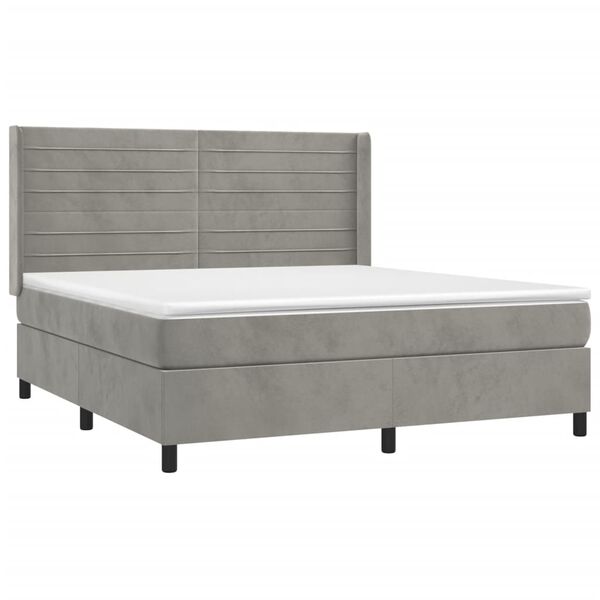 vidaXL Sommier &agrave; lattes de lit matelas et LED Gris clair 160x200 cm