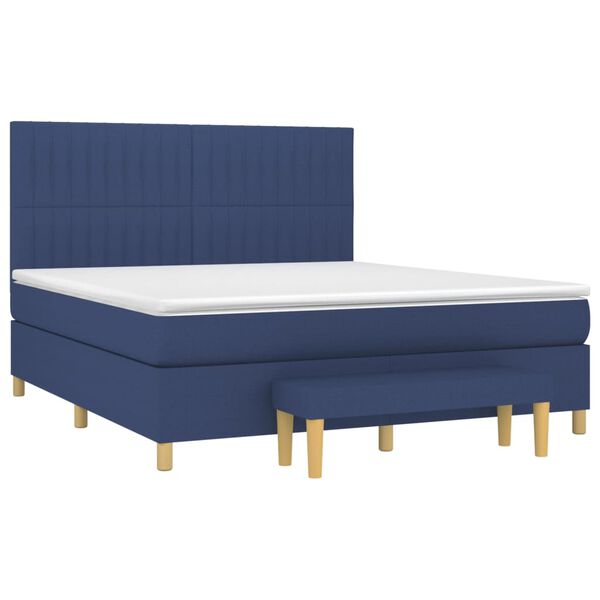 vidaXL Sommier &agrave; lattes de lit avec matelas Bleu 160x200 cm Tissu
