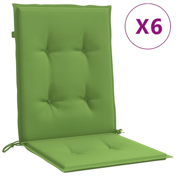 vidaXL Coussins de chaise &agrave; dossier bas lot de 6 vert m&eacute;lang&eacute; tissu